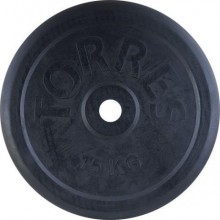 Диск обрезиненный TORRES 15 кг арт.PL507215, d.25мм, металл в резиновой оболочке, черный