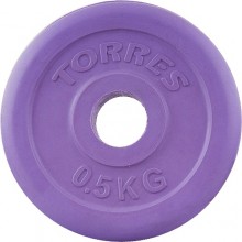 Диск обрезиненный TORRES 0,5 кг арт.PL503705, d.25мм, металл в резиновой оболочке, фиолетовый