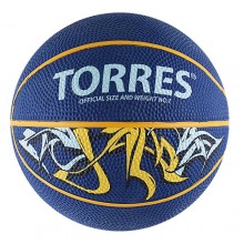 Мяч баск. сув. TORRES Jam арт.B00041, р.1, диаметр 12 см, износостойкая резина, нейлоновый корд, бутиловая камера, сине-желто-голубой