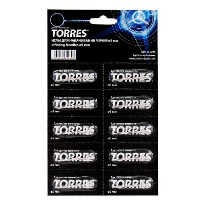 Иглы для насоса TORRES , арт.SS5024, уп. 10 шт, диаметр резьбы 5 мм, внутр. диаметр 3 мм, блистер, сталь